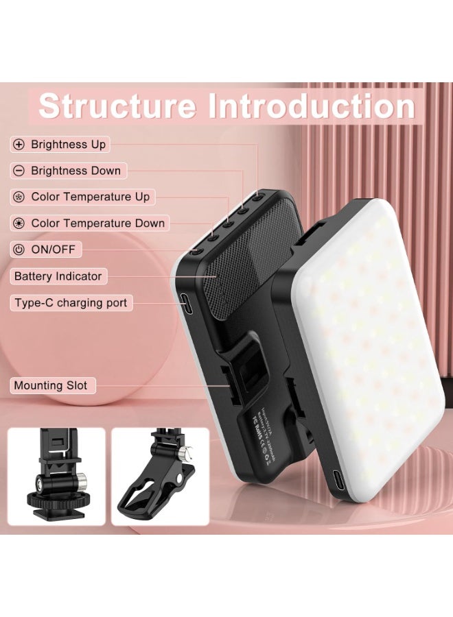 ضوء سيلفي ، 60 LED 2200mAh قابل لإعادة الشحن الهاتف الخلوي ملء ضوء 7 أوضاع ، سطوع 10 مستوى ، مقطع محمول على ضوء الهاتف / اللوح / الكمبيوتر المحمول ، مكياج مكالمة فيلم فيلم TikTok ملء ضوء - Image 3